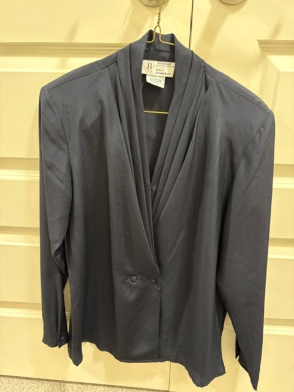 Navy Blue Long Sleeve Blouse
